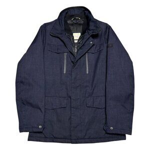 BUGATTI Luxury Designer Water Resistant Blue Business Casual Jacket Mens Medium